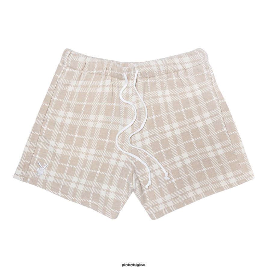 short oversize à carreaux Playboy vêtements carreaux beiges femmes 224ZVZ1279