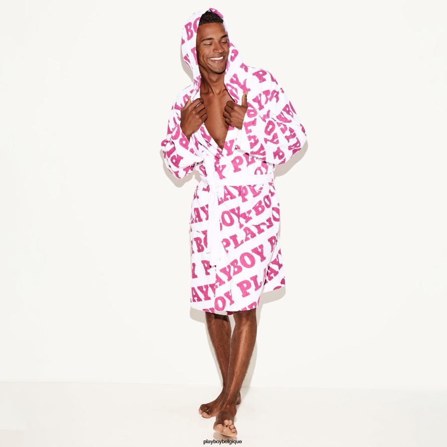 le peignoir en serviette éponge Playboy accessoire logo fuchsia Hommes 224ZVZ827