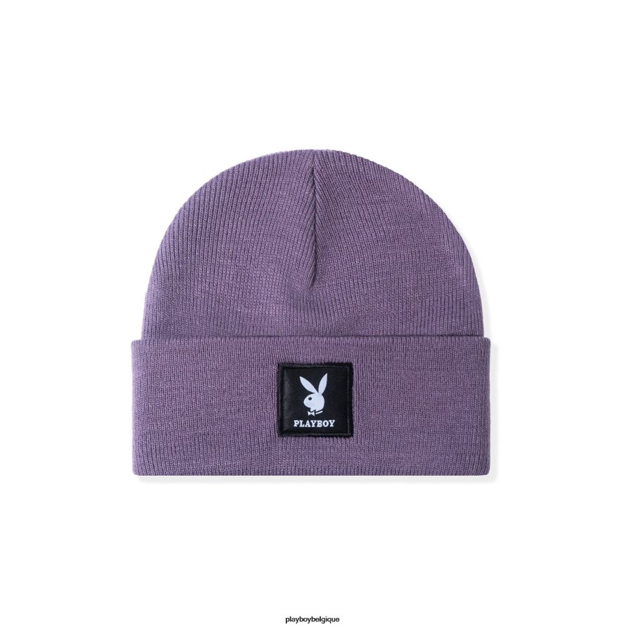 bonnet en maille avec patch logo Playboy accessoire mauve Hommes 224ZVZ753
