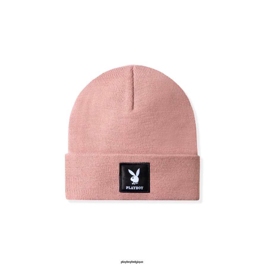 bonnet en maille avec patch logo Playboy accessoire rose Hommes 224ZVZ754