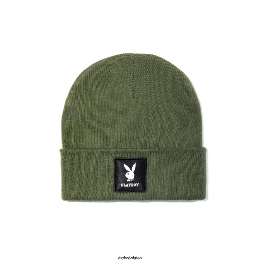 bonnet en maille avec patch logo Playboy accessoire vert Hommes 224ZVZ755