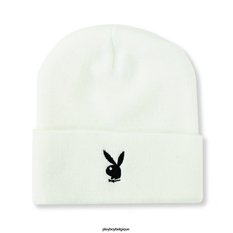 bonnet en tricot à revers et tête de lapin Playboy accessoire blanc Hommes 224ZVZ733
