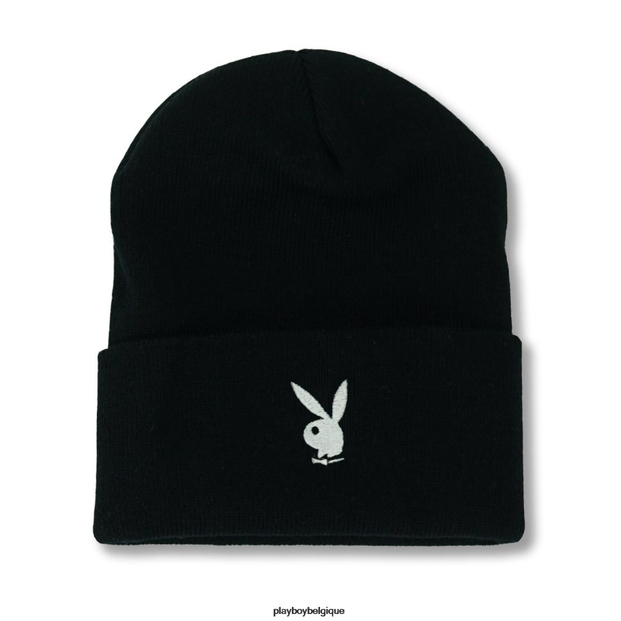bonnet en tricot à revers et tête de lapin Playboy accessoire noir Hommes 224ZVZ732