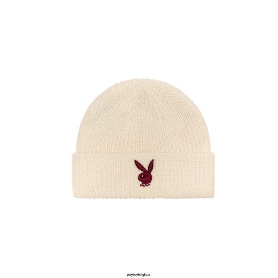 bonnet tricoté à tête de lapin Playboy accessoire écru avec lapin marron Hommes 224ZVZ764