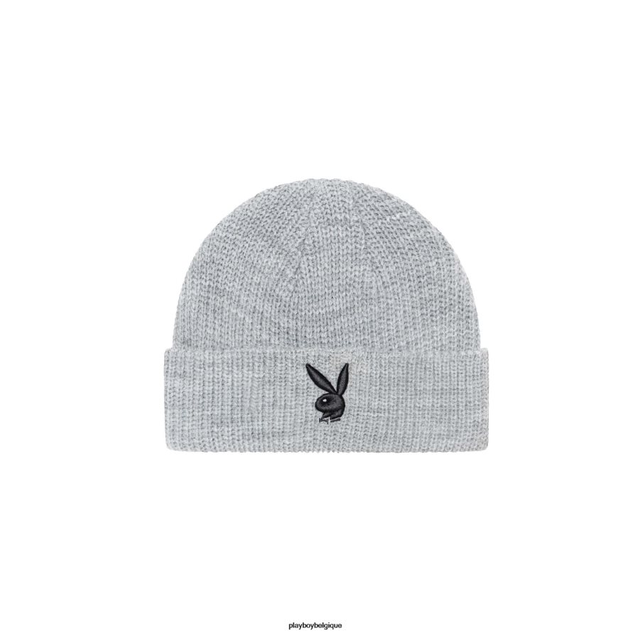 bonnet tricoté à tête de lapin Playboy accessoire gris avec lapin noir Hommes 224ZVZ765