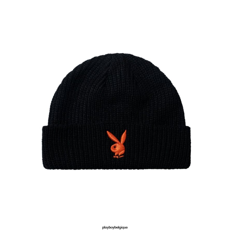 bonnet tricoté à tête de lapin Playboy accessoire noir avec lapin orange Hommes 224ZVZ761