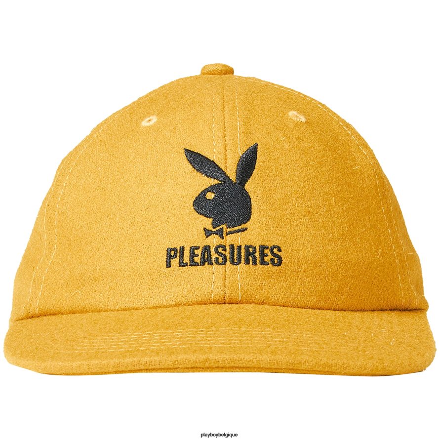 chapeau à bretelles en laine Playboy x Pleasures accessoire moutarde Hommes 224ZVZ743