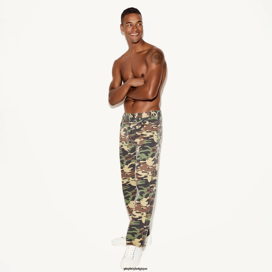 le jean jambe droite camo Playboy vêtements original Hommes 224ZVZ549