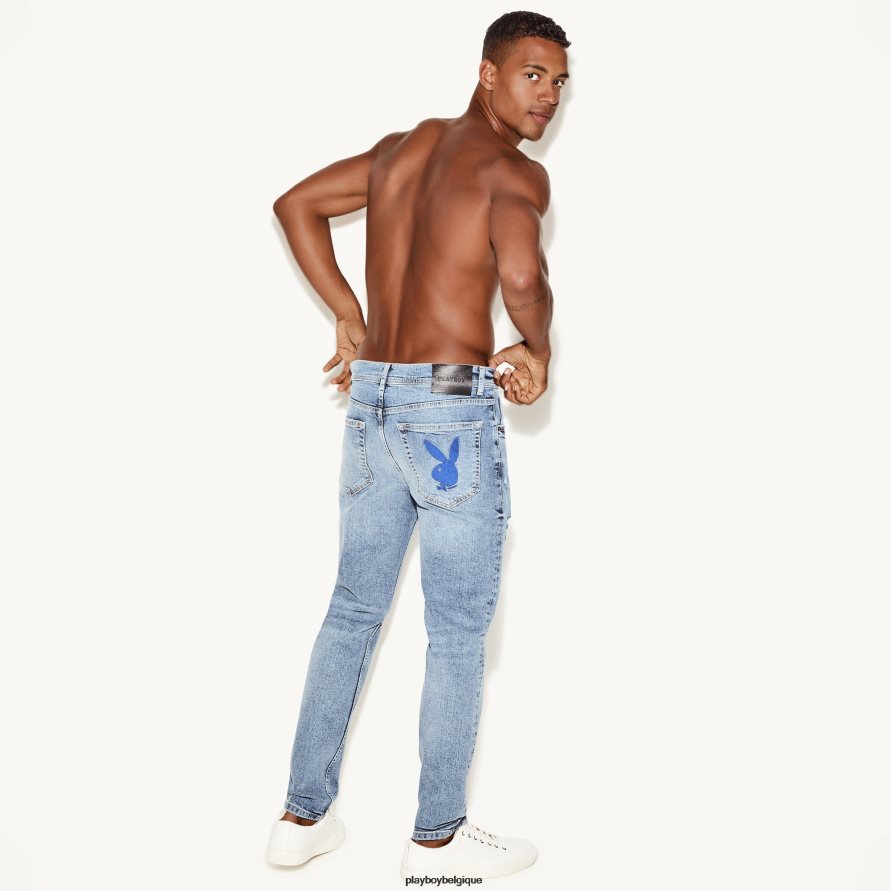 le jean skinny délavage clair destroy Playboy vêtements original Hommes 224ZVZ545
