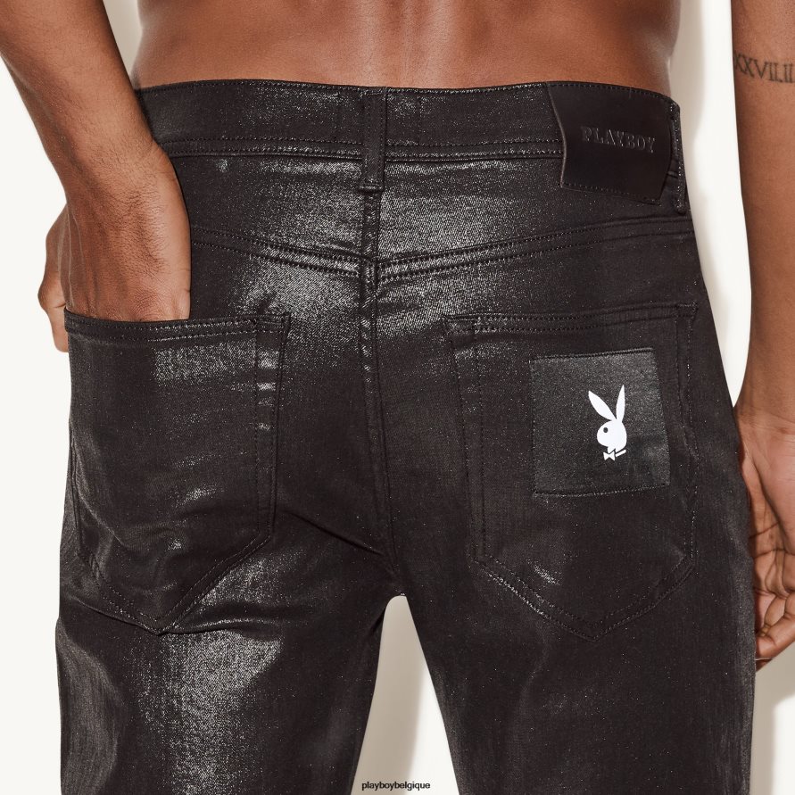 le jean skinny denim ciré Playboy vêtements original Hommes 224ZVZ550