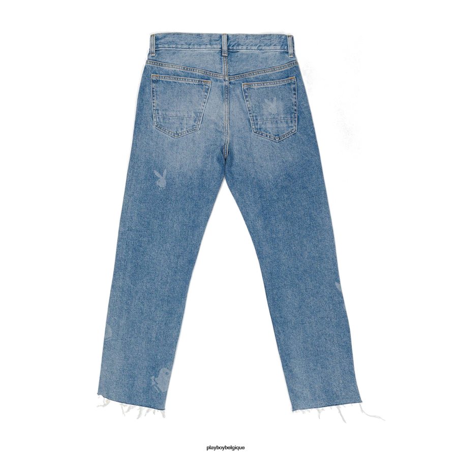 pantalon en denim vintage à délavage moyen Playboy vêtements original Hommes 224ZVZ535