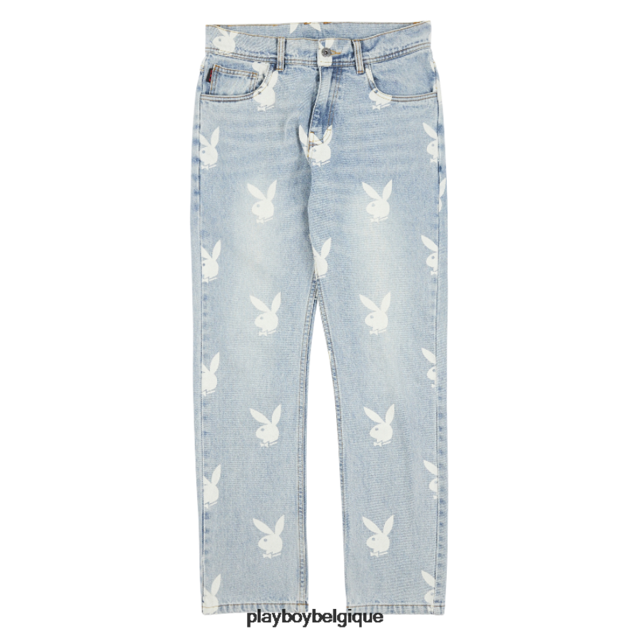 pantalon en jean dispersé Playboy x Pleasures vêtements bleu Hommes 224ZVZ538
