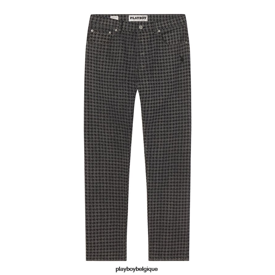 pantalon en jean à motif pied-de-poule Playboy vêtements gris Hommes 224ZVZ562