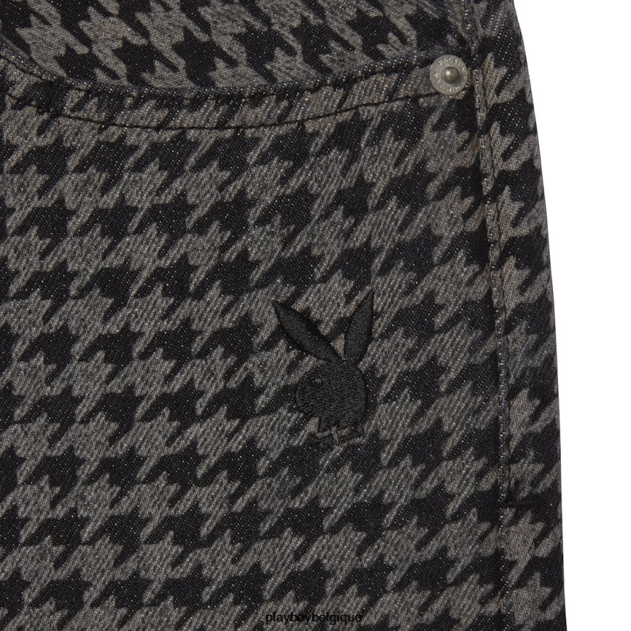 pantalon en jean à motif pied-de-poule Playboy vêtements gris Hommes 224ZVZ562