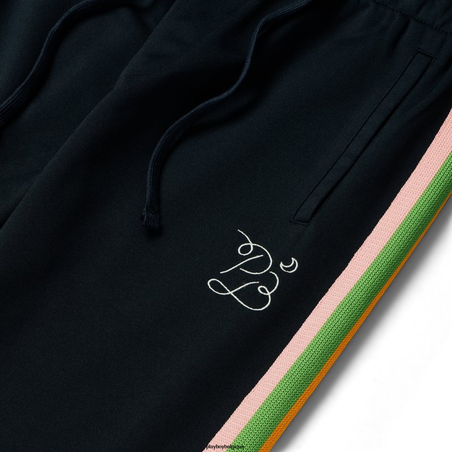 pantalon en tricot à bandes en tricot Playboy vêtements noir Hommes 224ZVZ555