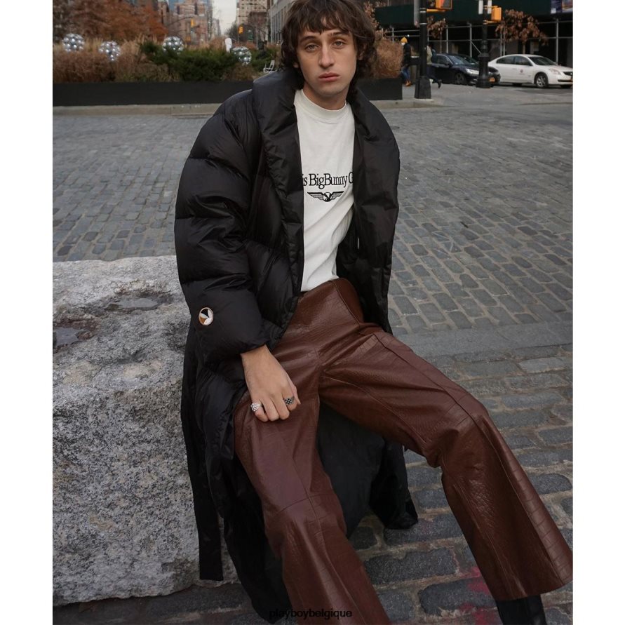 pantalon évasé en cuir de crocodile Playboy vêtements chocolat Hommes 224ZVZ559