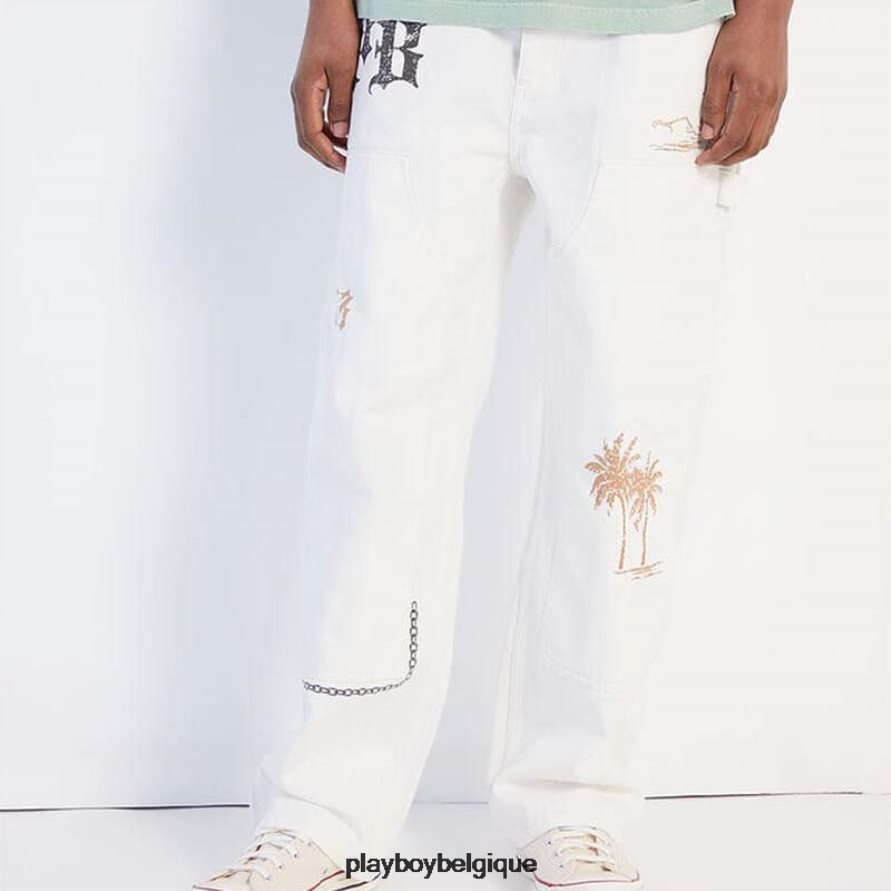 pb vintage pantalon double genou crème Playboy vêtements original Hommes 224ZVZ554