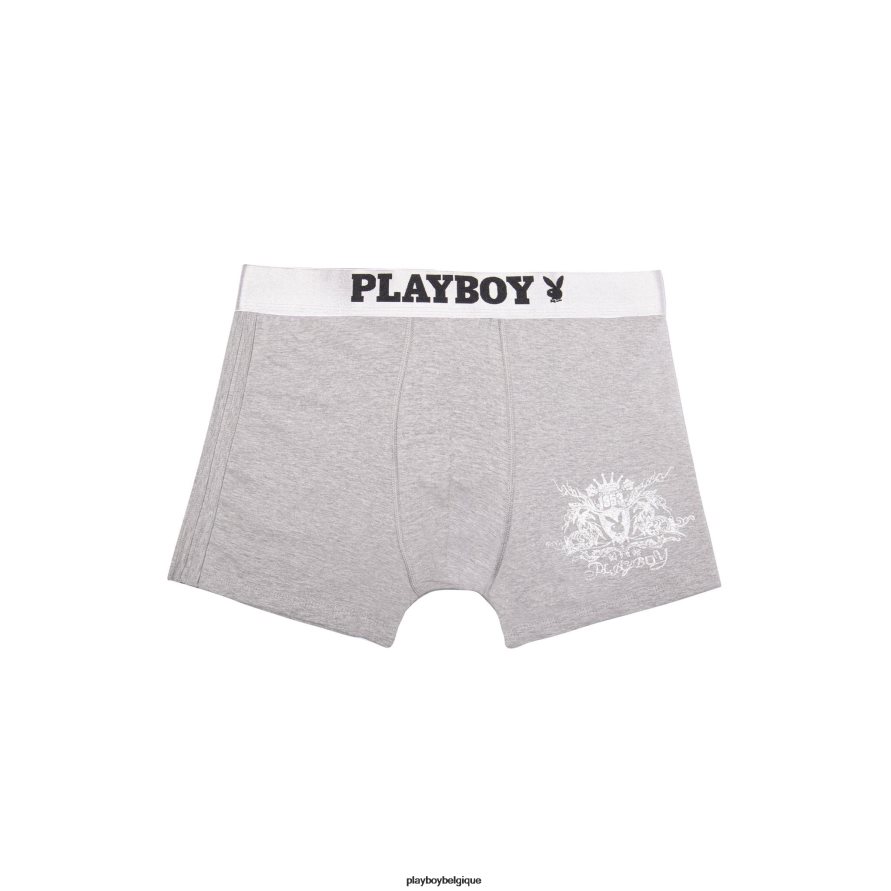 boxer uni à logo Playboy vêtements gris Hommes 224ZVZ674