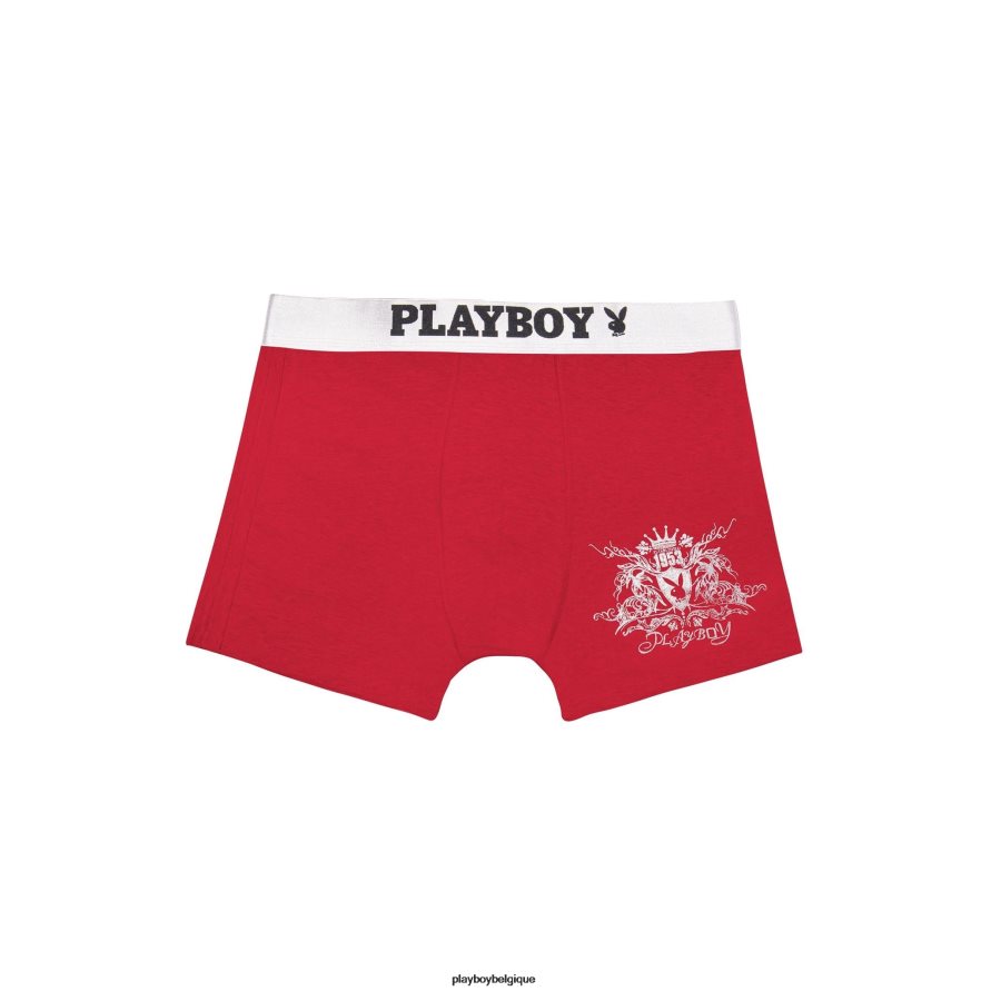 boxer uni à logo Playboy vêtements rouge Hommes 224ZVZ675