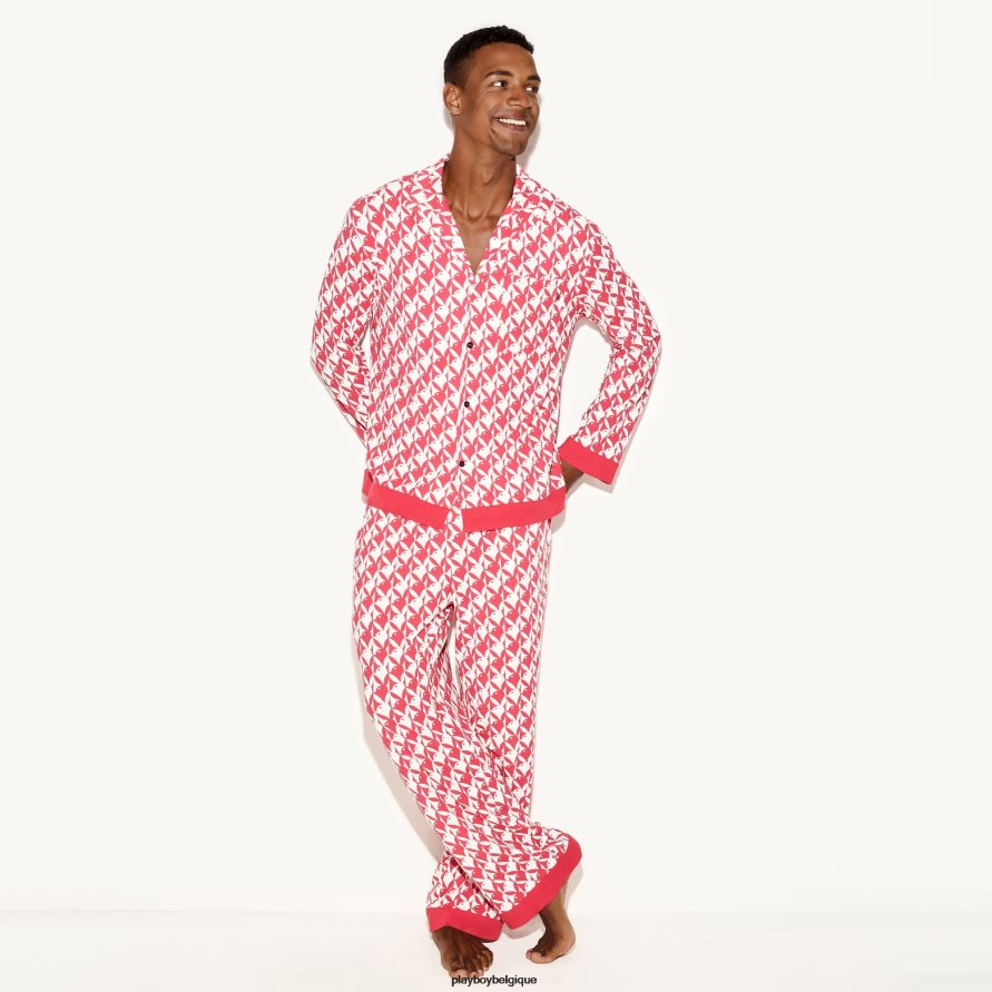 ensemble de pyjama classique lapin Playboy vêtements rouge Hommes 224ZVZ693