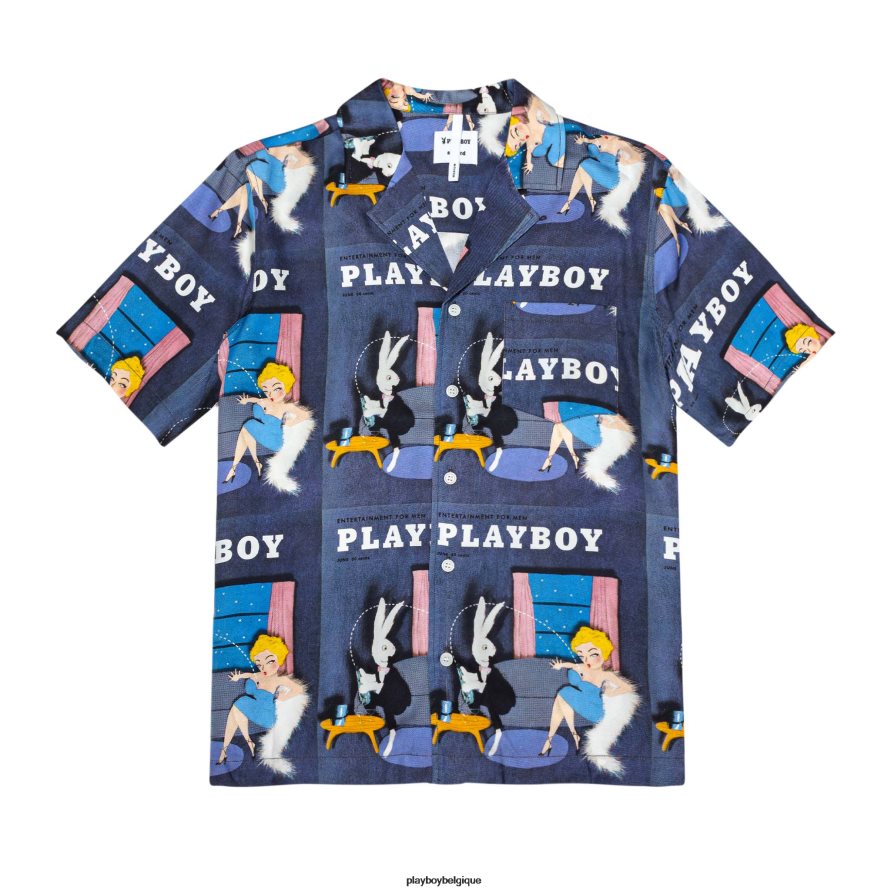 chemise de camp soulland juin 1954 Playboy vêtements bleu Hommes 224ZVZ275