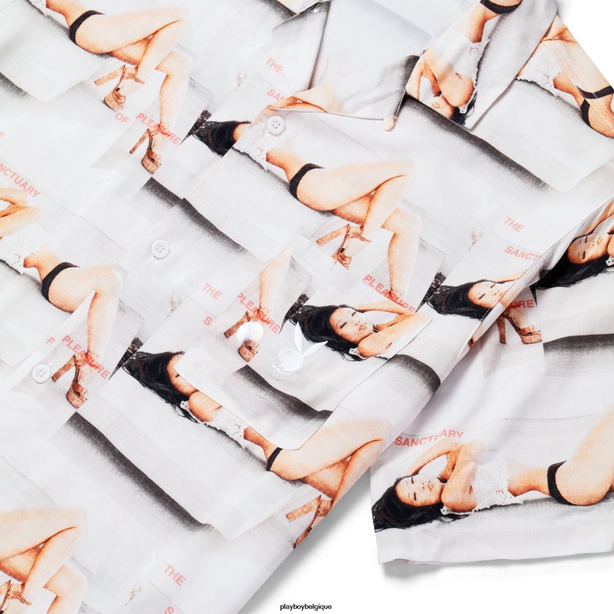 chemise du camp sanctuaire Playboy vêtements blanc Hommes 224ZVZ180