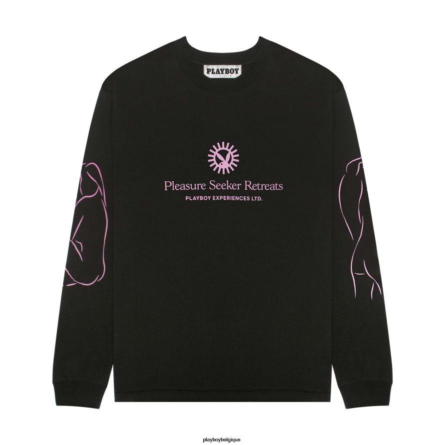 chercheur de plaisir t-shirt à manches longues Playboy vêtements noir Hommes 224ZVZ272