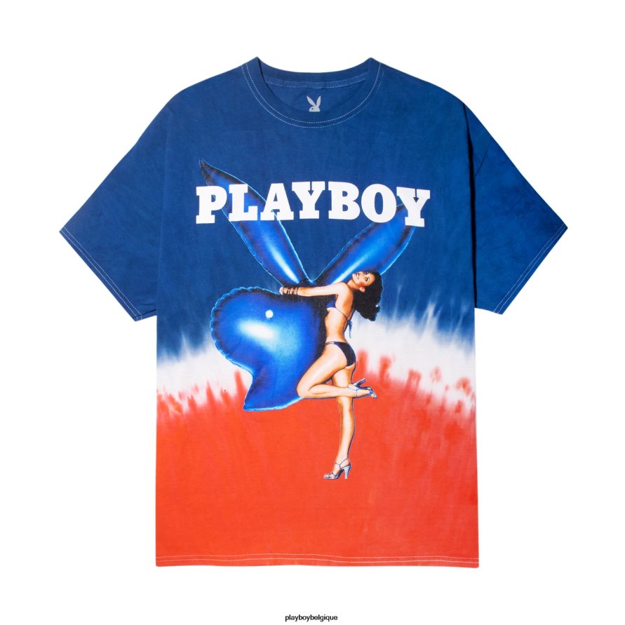couverture de juillet 1977, t-shirt tie-dye Playboy vêtements original Hommes 224ZVZ277