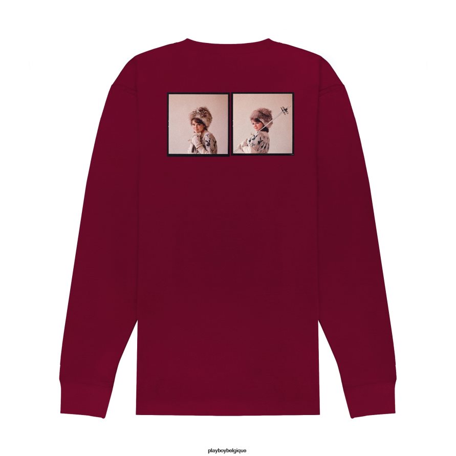 janvier 1964, camarade de jeu Sharon Rogers ski bunny manches longues Playboy vêtements bordeaux Hommes 224ZVZ184