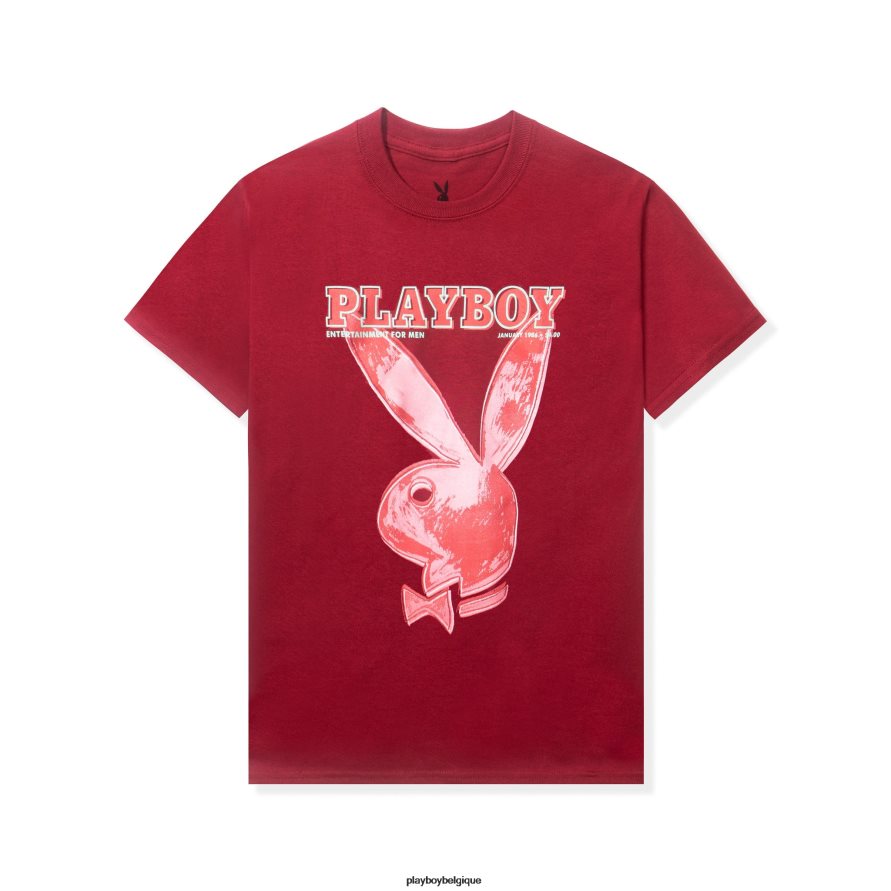janvier 1986 andy warhol couverture t-shirt Playboy vêtements rouge Hommes 224ZVZ163