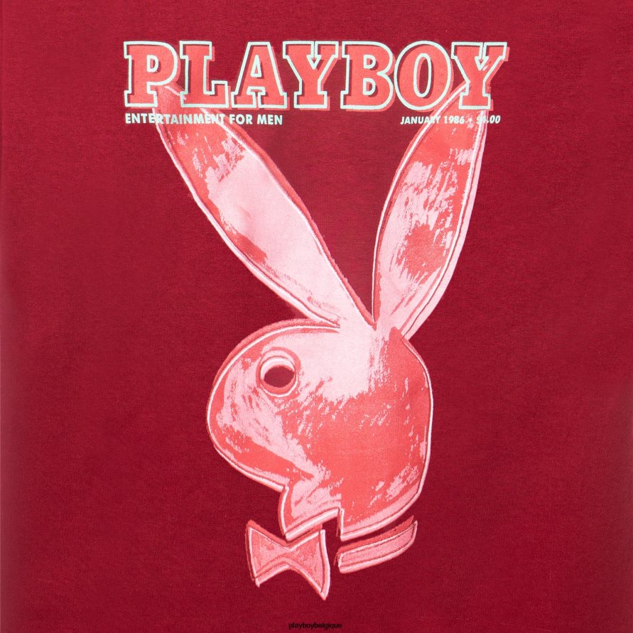 janvier 1986 andy warhol couverture t-shirt Playboy vêtements rouge Hommes 224ZVZ163