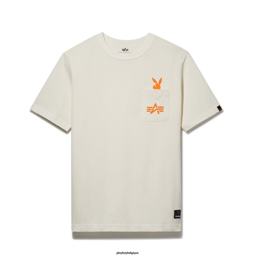 jouer pour toujours t-shirt à poche Playboy x Alpha Industries vêtements blanc Hommes 224ZVZ170