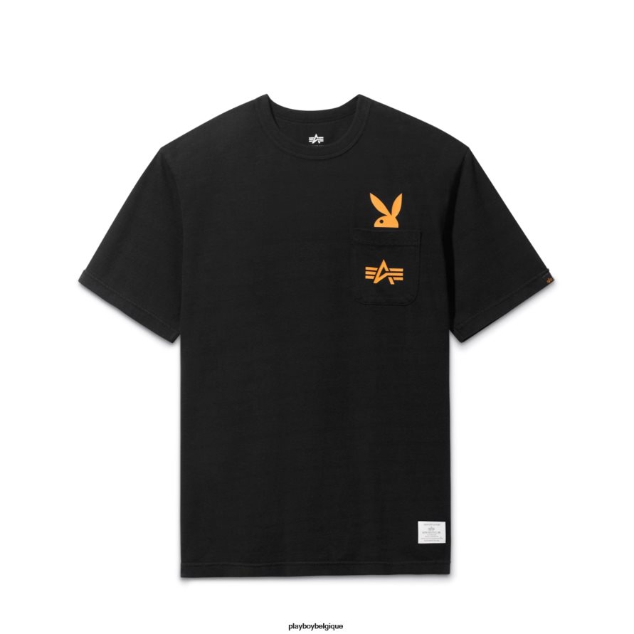 jouer pour toujours t-shirt à poche Playboy x Alpha Industries vêtements noir Hommes 224ZVZ171