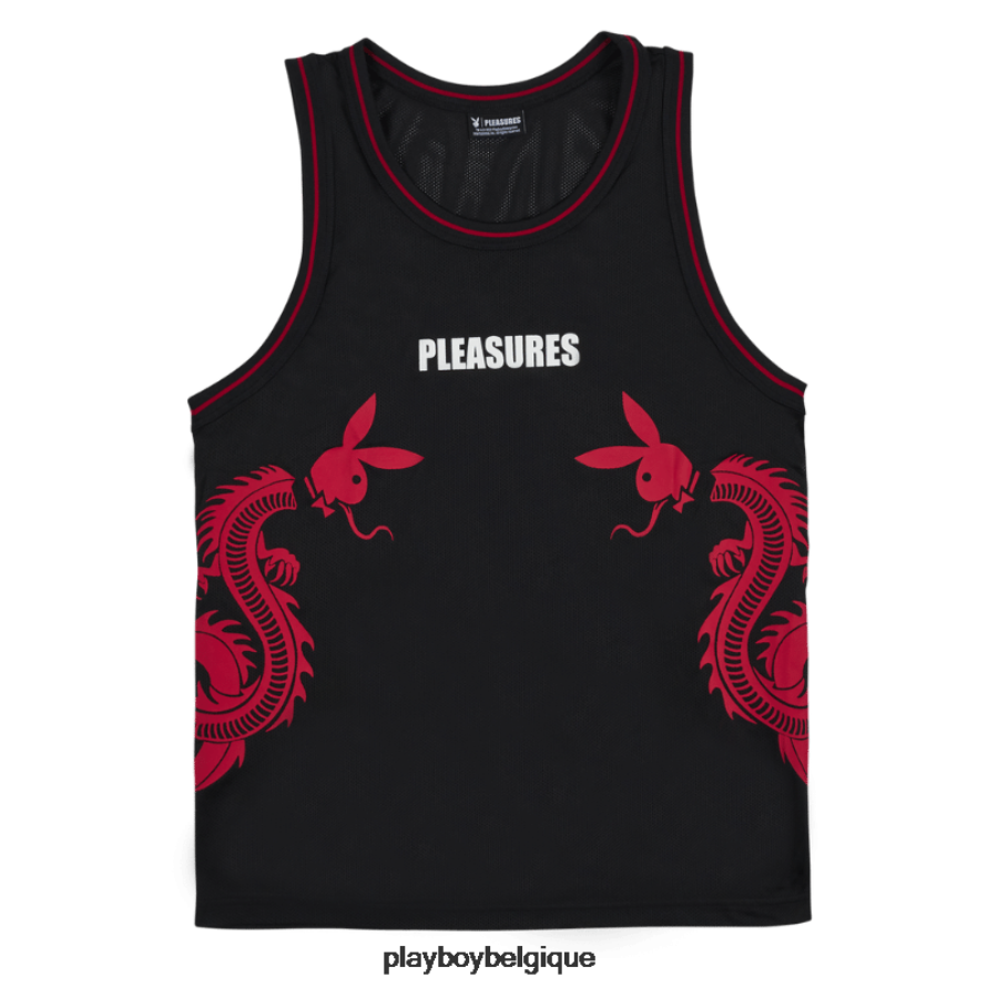 maillot de basket queues Playboy x Pleasures vêtements noir Hommes 224ZVZ161
