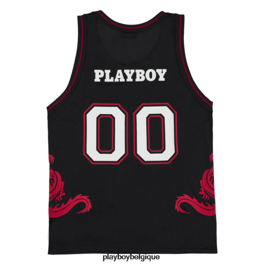 maillot de basket queues Playboy x Pleasures vêtements noir Hommes 224ZVZ161