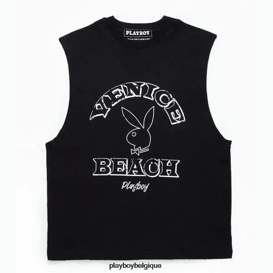 pb venice beach t-shirt musculaire Playboy vêtements noir Hommes 224ZVZ38