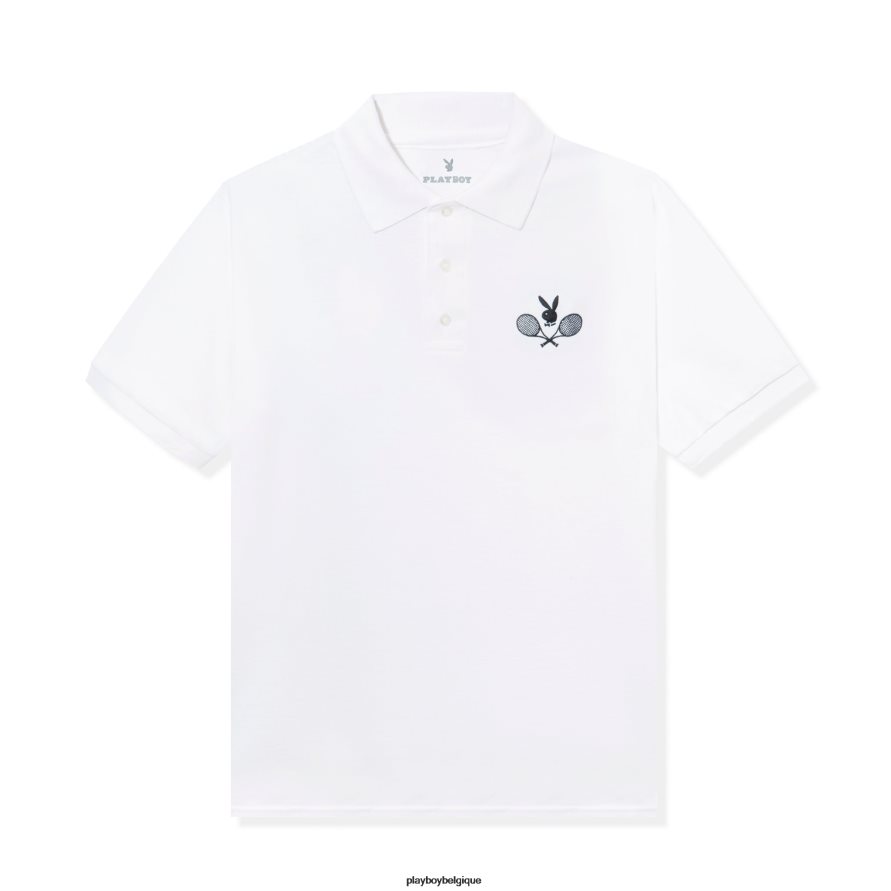 polo du club de tennis Playboy vêtements blanc Hommes 224ZVZ202