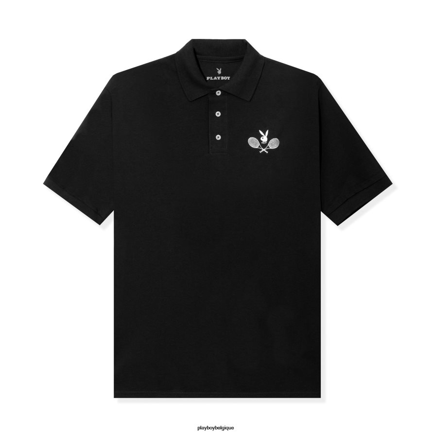 polo du club de tennis Playboy vêtements noir Hommes 224ZVZ201