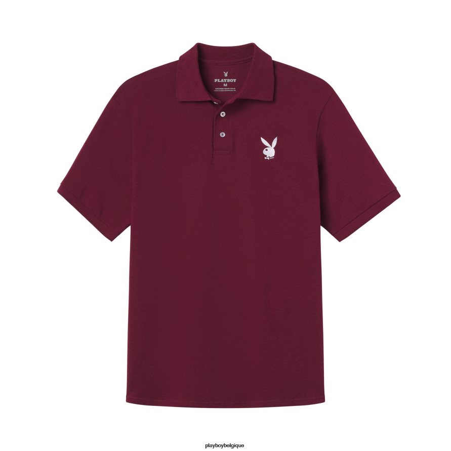 polo tête de lapin performance Playboy vêtements bordeaux Hommes 224ZVZ212