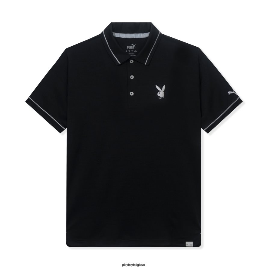 puma golf monarch performance polo Playboy vêtements noir Hommes 224ZVZ215