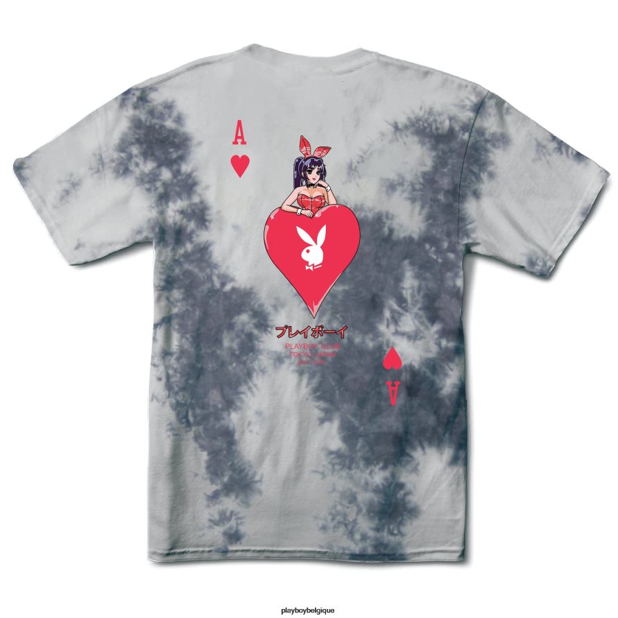 t-shirt as de cœur tie-dye Playboy vêtements niveaux de gris Hommes 224ZVZ43