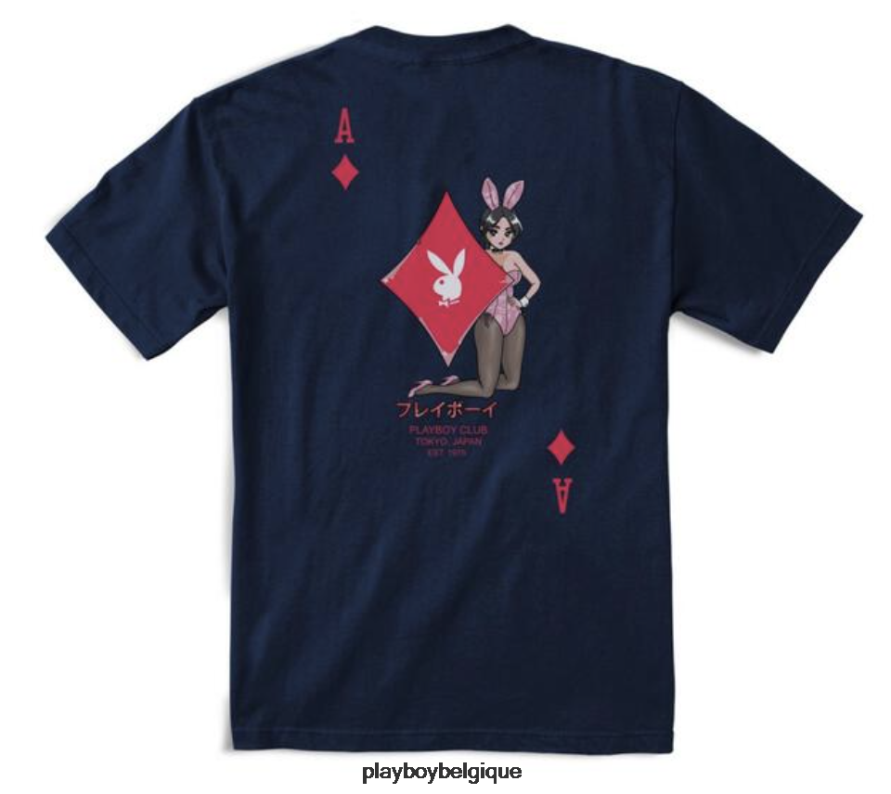 t-shirt as de carreau Playboy vêtements marine Hommes 224ZVZ211