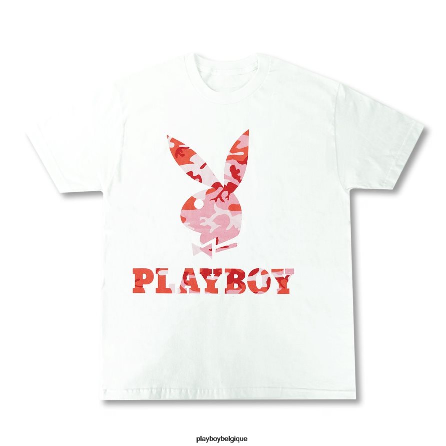 t-shirt camouflage tête de lapin Playboy vêtements rose Hommes 224ZVZ136