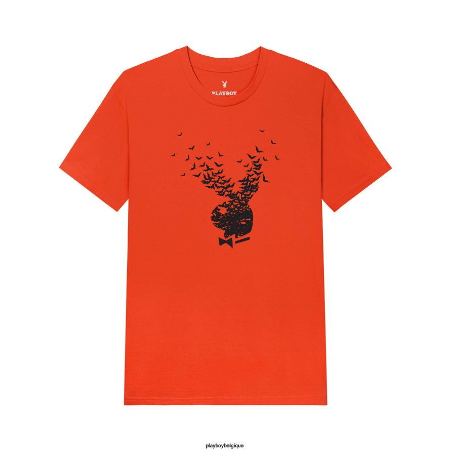 t-shirt chauve-souris qui explose Playboy vêtements orange Hommes 224ZVZ197