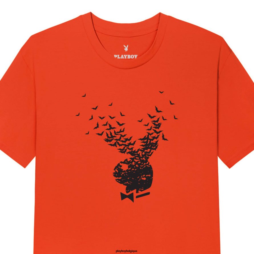 t-shirt chauve-souris qui explose Playboy vêtements orange Hommes 224ZVZ197