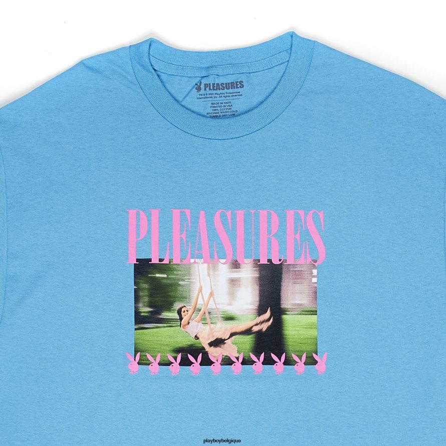 t-shirt compagnon de jeu qui se balance Playboy x Pleasures vêtements bleu Hommes 224ZVZ179