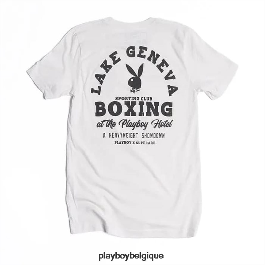 t-shirt de boxe Playboy vêtements blanc Hommes 224ZVZ3