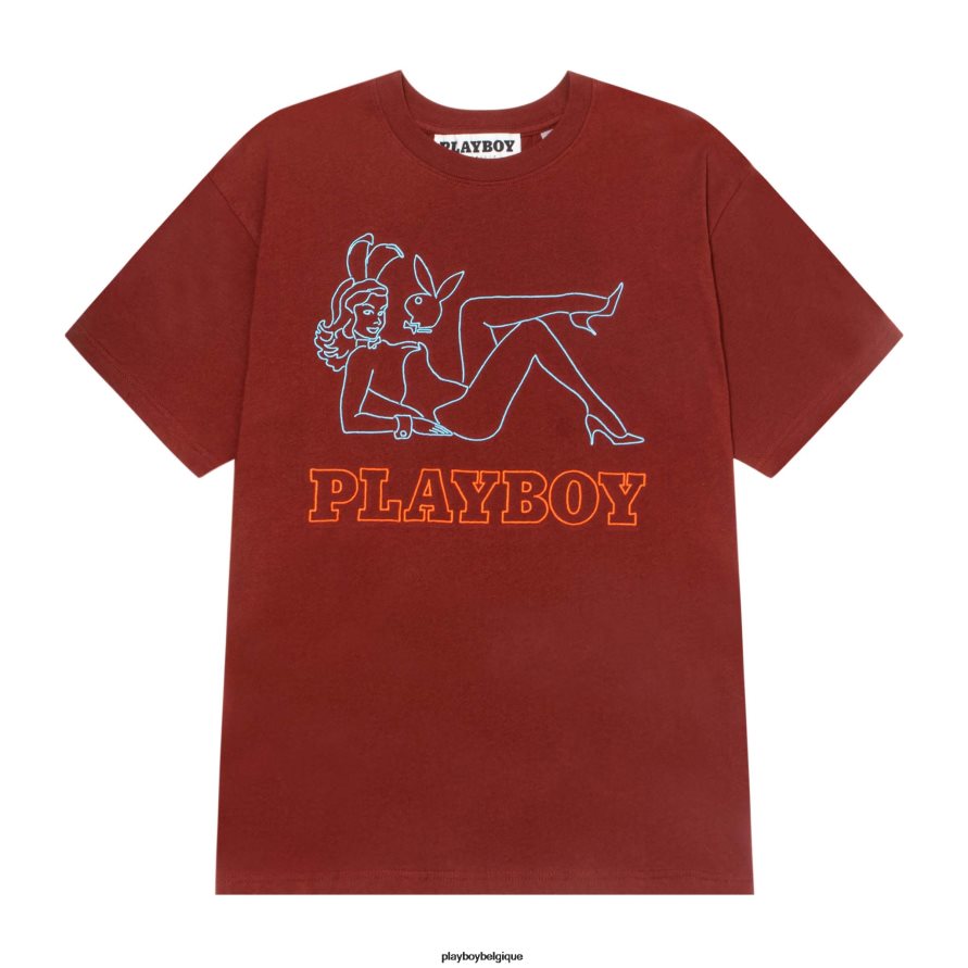 t-shirt de fin de soirée Playboy vêtements brique cuite Hommes 224ZVZ208