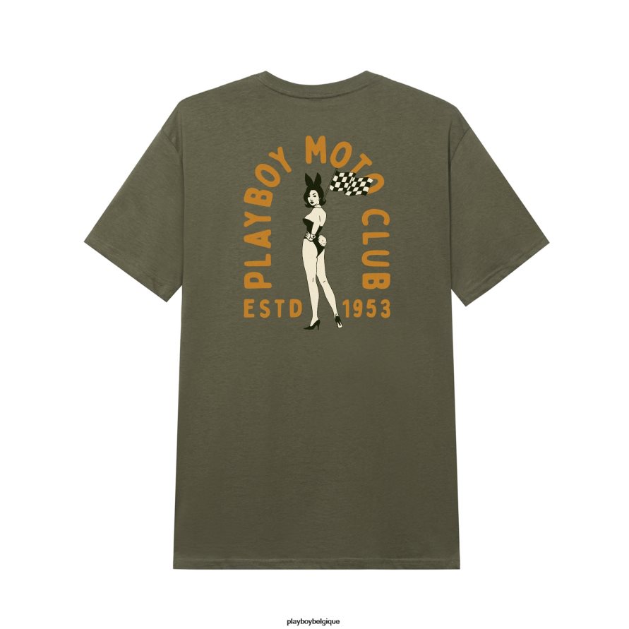 t-shirt du club de moto Playboy vêtements olive Hommes 224ZVZ216