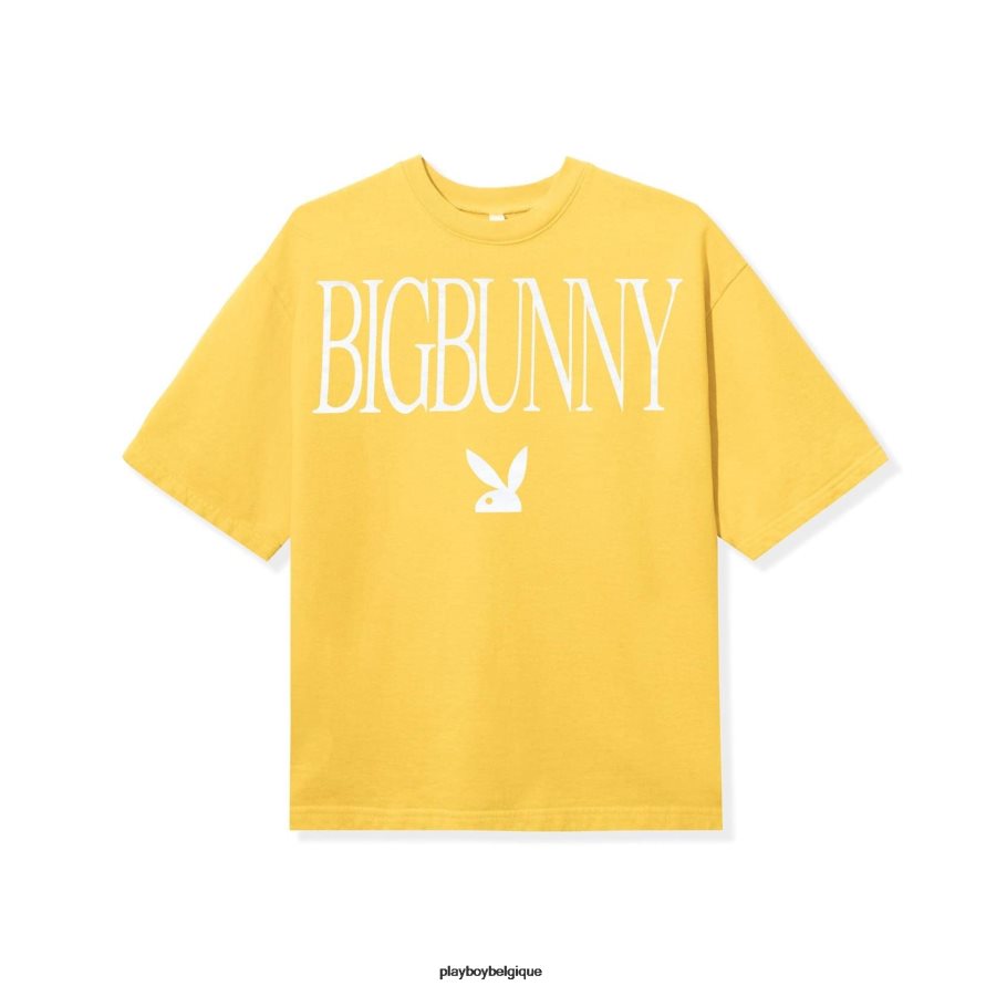 t-shirt en polaire épaisse Playboy vêtements moutarde Hommes 224ZVZ154